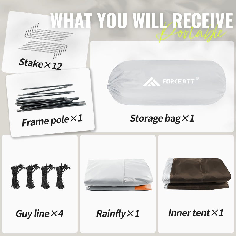 Forceatt Tent for 2 Person is Waterproof and Windproof, Camping Tent for 3 to 4 Seasons,Lightweight Aluminum Pole Backpacking Tent Can be Set Up Quickly,Great for Hikingâ€¦ - Image 5